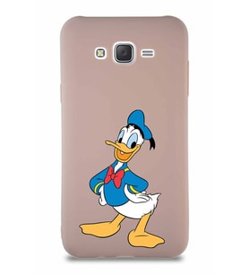 Samsung Galaxy J7 Soft Premier Kapak Donald Duck-C Tasarımlı Silikon Kılıf - Pudra (Şeffaf)