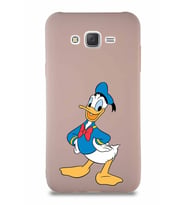 Samsung Galaxy J7 Soft Premier Kapak Donald Duck-C Tasarımlı Silikon Kılıf - Pudra (Şeffaf)