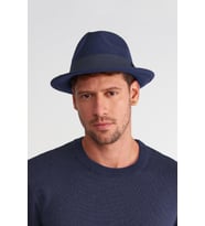 Erkek Lacivert Keçe Trilby Fötr Şapka