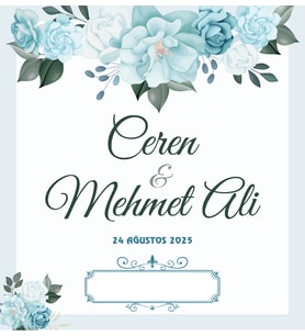 Nikah Nişan Düğün Davetiyesi Kare İkiz İp Bağlamalı 5044