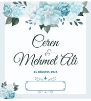 Nikah Nişan Düğün Davetiyesi Kare İkiz İp Bağlamalı 5044