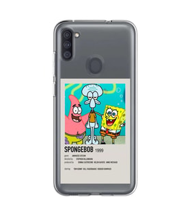 Samsung Galaxy M21 Uyumlu Sunger Bob Minimalist Poster Desenli Şeffaf Telefon Kılıfı