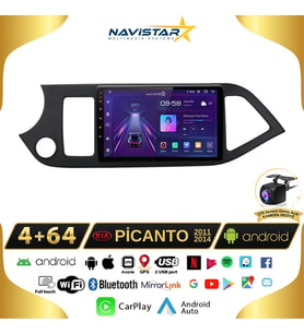 Kia Picanto 2011-2014 Model 4+64GB Android 13 Kablosuz Carplay Navigasyon Multimedya Sistemi