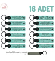 Sınıf Öğretmeninden Minik Öğrencilerine Mesajlı Karne Hediyesi Anahtarlık 16’lı Set, Turkuaz & Gri