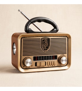Solar Panelli LED Fenerli FM Radyo - Nostaljik Tasarım - Şarjlı - Bluetooth Özellikli