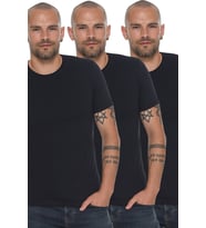 Dewberry Erkek Pamuklu Bisiklet Yaka Tişört 3'lü Set Lacivert-Lacivert-Lacivert T8569 Casual Stil, Üst Giyim