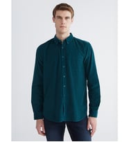 LCWAIKIKI Classic Petrol Regular Fit Uzun Kollu Kadife Erkek Gömlek