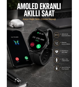 Akıllı Saat Amoled Ekran 3 Kordonlu NFC Ve GPS Uyumlu