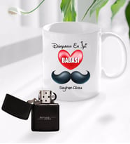 BK Gift Kişiye Özel Dünyanın En İyi Babası Tasarımlı Kupa Bardak ve Benzinli Çakmak Seti-1 (Model 1)