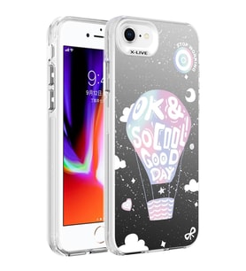 Apple iPhone 8 Kılıf Desenli Silver Sert Kapak (Renksiz)