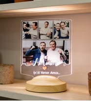 Amcaya Hediye Fotoğraflı LED Lamba – Amcam Yazılı Kişiye Özel Anlamlı Babalar Günü Hediyesi
