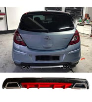 Opel Corsa D Kırmızı Difüzör Çiftli Kare Egzoz Görünümlü D Tip Difizör