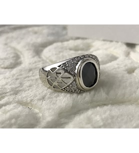 Siyah Zirkon Taşlı 925 Ayar Gümüş Erkek Yüzük