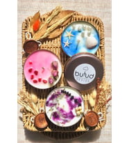 Bulud Design 3 Adet Aroma Terapi, Doğal Mercan Taşlı, Deniz, Lavanta ve Gül Detaylı Dekoratif Kokulu Soya Mumu