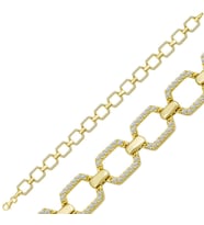Gümüş Gold Kare Taşlı Kadın Bileklik