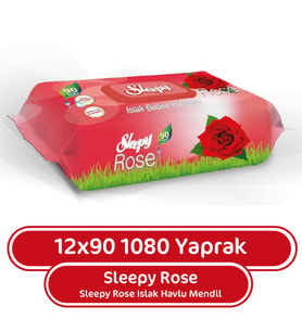 Sleepy Islak Havlu Mendil Gül Kokulu 12X90 lı 1080 Yaprak
