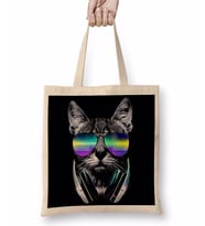 Havalı DJ Cool Kedi Bez Çanta Uzun Saplı