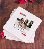 Kişiye Özel Youtube Tasarım Fotoğraflı Taş Bardak Altlığı