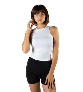 Kadın Beyaz Fitted/Vücuda Oturan Halter Yaka Spor Bluz Atlet 23K-TRP-CRP11