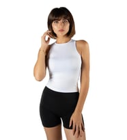 Kadın Beyaz Fitted/Vücuda Oturan Halter Yaka Spor Bluz Atlet 23K-TRP-CRP11