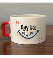 Ayy Benim Gülerim Baskılı Kırmızı Kulplu C Fincan