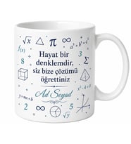 Matematik Öğretmenine Hediye Rakam Temalı Özel Baskılı Porselen Kupa Bardak