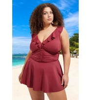Konforlu Modern Büzgülü Büyük Beden Mayo Plus Size UV Korumalı Özgüvenli Stil