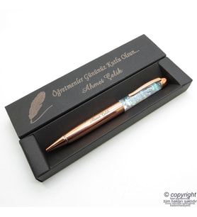 Wings İsme Özel Rose Gold Beyaz Tükenmez Kalem + İsme Özel Kutu (Öğretmenler Günü veya başka bir mesaj) (Karışık)