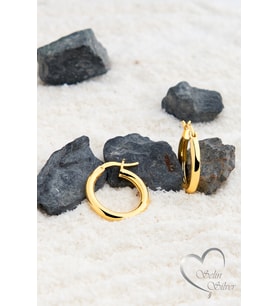 HALKA KÜPE ORTA BOY GOLD - ROSE VE GÜMÜŞ RENK 925 AYAR GÜMÜŞ KÜPE (Gold)