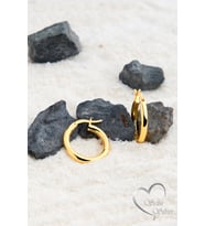 HALKA KÜPE ORTA BOY GOLD - ROSE VE GÜMÜŞ RENK 925 AYAR GÜMÜŞ KÜPE (Gold)