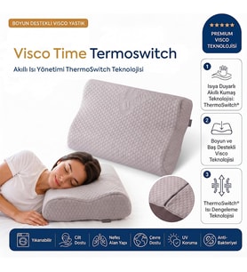 Visco Time ThermoSwitch Boyun Destekli Ortopedik Visco Yastık 50x32 cm
