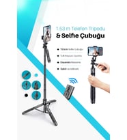 153 CM Kablosuz Selfie Tripod Standı Katlanabilir Monopod Aksiyon Kameraları Akıllı Telefonlar