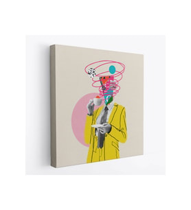Çizgi Roman Kahramanı Kahvesini Yudumluyor Pop Art Kanvas Tablo-5066