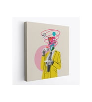 Çizgi Roman Kahramanı Kahvesini Yudumluyor Pop Art Kanvas Tablo-5066
