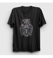 Presmono Unisex Siyah Skulls In Flames T-Shirt 84931tt