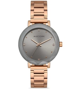 Mascionni Zirkon Taşlı Çelik Kordon ve Kasa 3 ATM Kadın Kol Saati (RoseGold)