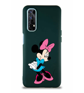 Realme 7 Soft Premier Kapak Minnie Mouse-F Tasarımlı Silikon Kılıf - Yeşil (Şeffaf)