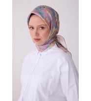 Etnik Desen İpek Twill Eşarp  - 2026 İlkbahar-Yaz (T)  4304 (Lila)