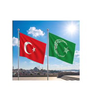 TRY Raşel Kumaş Bayrak ve Türkiye Cumhuriyeti Alpaka Kumaş Bayrak 2'li set 100x150 Cm
