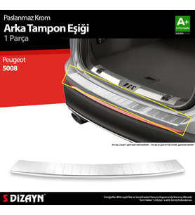 Drs Tuning Peugeot 5008 2 Krom Arka Tampon Eşiği 2017-2020 A+ Kalite