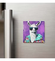 Llama - Lama - Güneş Gözlüklü Style - Buzdolap Magneti - 9x9 Cm