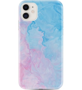 Apple iPhone 11 12 13 Mini Kılıf Desemli Silikon Pink Blue Abstract 1385