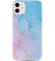 Apple iPhone 11 12 13 Mini Kılıf Desemli Silikon Pink Blue Abstract 1385