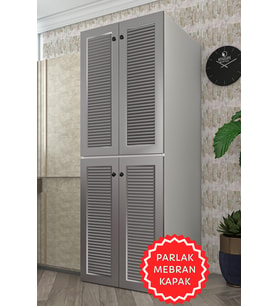 Kenzlife membran çamaşır-kurutma makinesi dolabı kapaklı jelena gribyz 180*70*60 mebran kapak suntalam gövde banyo çift katlı arkalıksız (Beyaz-Gri)