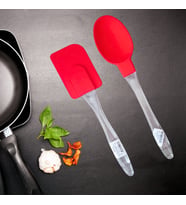 Kırmızı Silikon 2 Parça Spatula Kaşık Seti