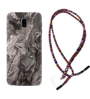 Samsung J6 Plus J7 Prime J7 Pro M20 Kılıf Boyun Asklı Rasta Silikon Gri Mermer 1376