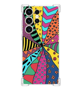 PrintiFy Samsung Galaxy S23 Ultra Uyumlu Retro Color 4 Baskılı Şeffaf Köşe Korumalı Antişok Kılıf