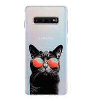 PrintiFy Samsung Galaxy S10 Plus ile Uyumlu 1mm Slim Fit Kedi 3 050d Baskılı Şeffaf  Kılıf