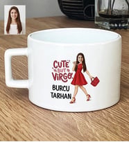 Kişiye Özel Karikatürlü Cute But Virgo Başak Burcu Lüks Fincan Doğum Günü Hediyesi