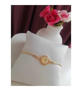 Altın Sedef Ayarlanabilir Kadın Gold Asansörlü H Harf Bileklik
